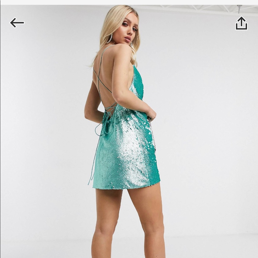 Turquoise Sequin Mini Dress SZ 12